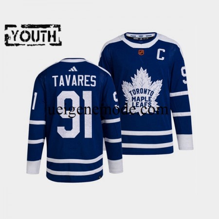 Kinder Toronto Maple Leafs Eishockey Trikot John Tavares 91 Adidas 2022 Reverse Retro Blau Authentic